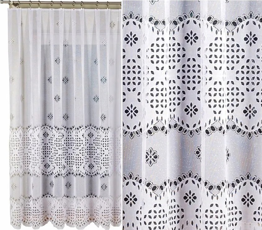 Jacquard mintás függöny 18999 magasság 170cm, fehér színben (méterenként)