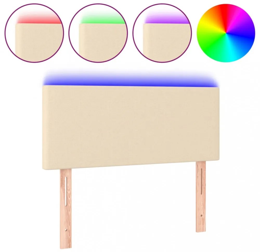 krémszínű szövet LED-es fejtámla 80 x 5 x 78/88 cm