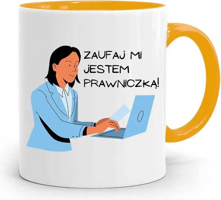 Sárga Bögre Ügyvédnek Bízz Bennem fényképes nyomattal