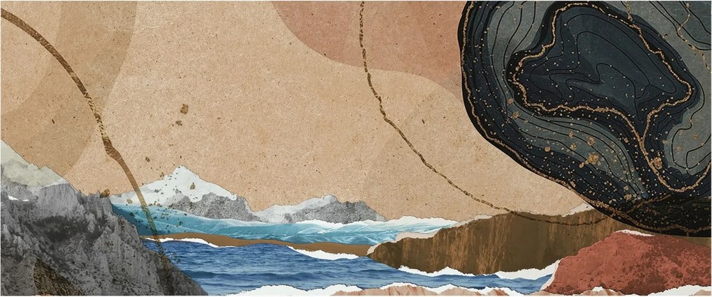 Divatos 3D Fali Tapéta Absztrakt Tájkép 250x104 Ragasztóval