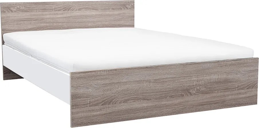 Miami franciaágy ágyneműtartó nélkül 160x200 cm yorki tölgy-fehér