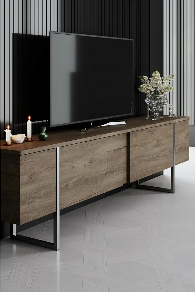 Luxe Walnut and Silver TV-asztal