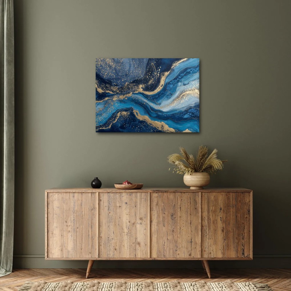 Kép - Kék-arany absztrakt márvány (70x50 cm)