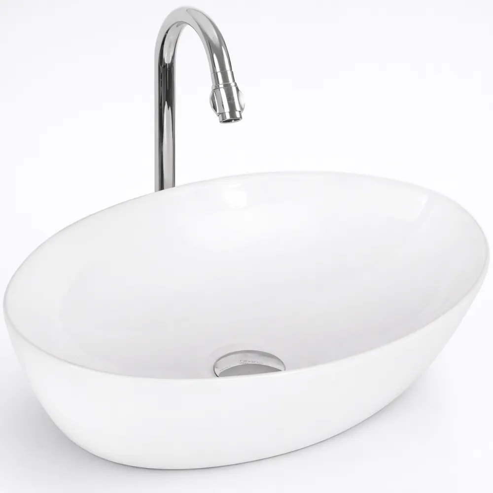 MONACO || Pultra helyezhető mosdókagyló, kerámia, fehér, ovális