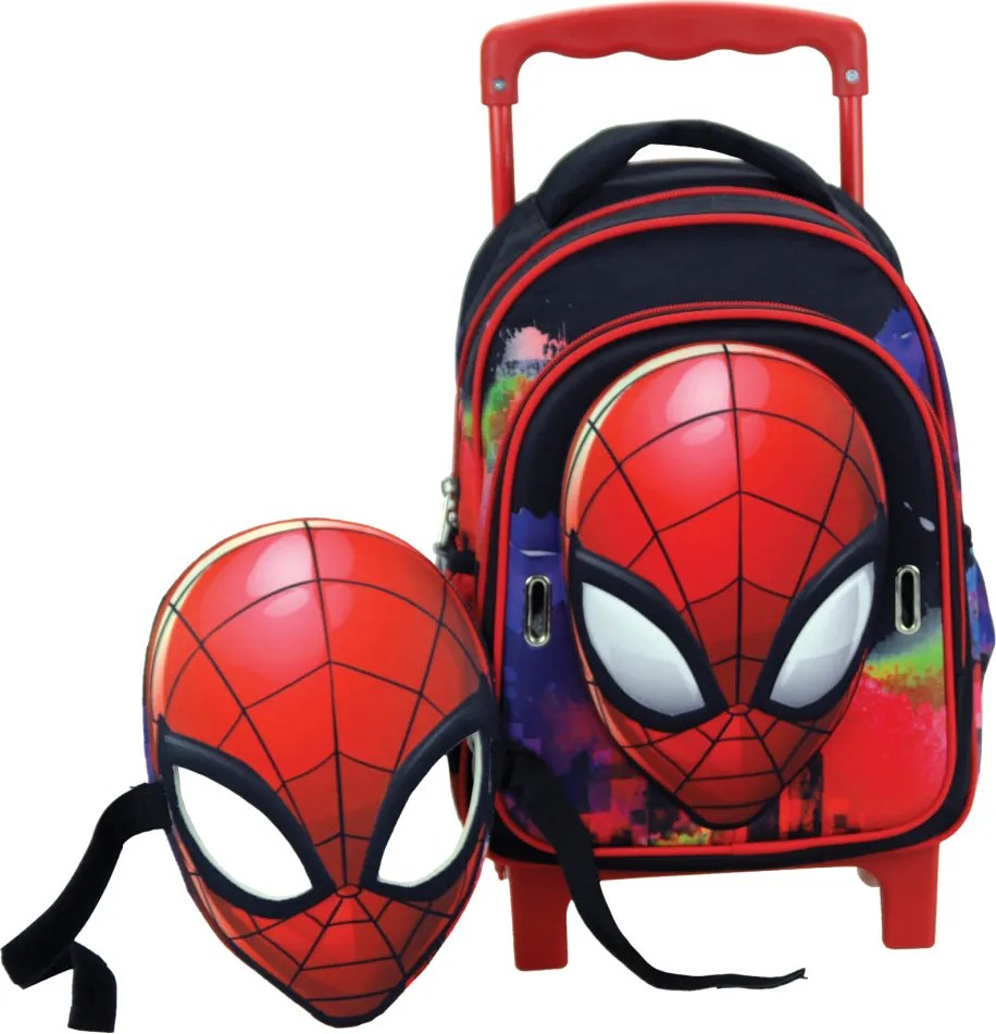 Pókember Global gurulós ovis hátizsák, táska 30 cm maszkkal