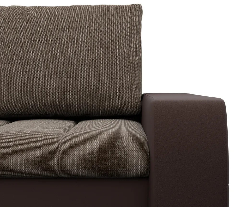 Toronto sarokkanapé, 2 ágyneműtartóval, fonott + műbőr, baloldali, barna