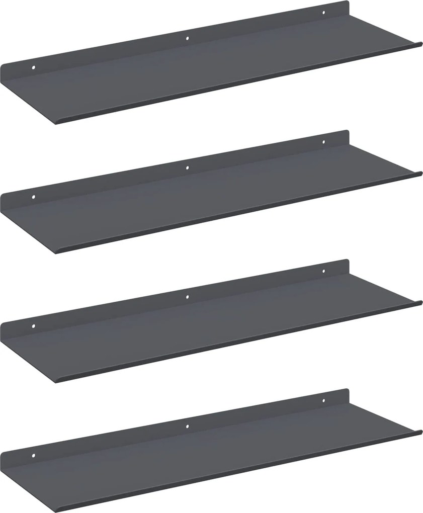 vidaXL Lebegő polc 4 pcs Antracit 60 x 18 x 2,5 cm Acél