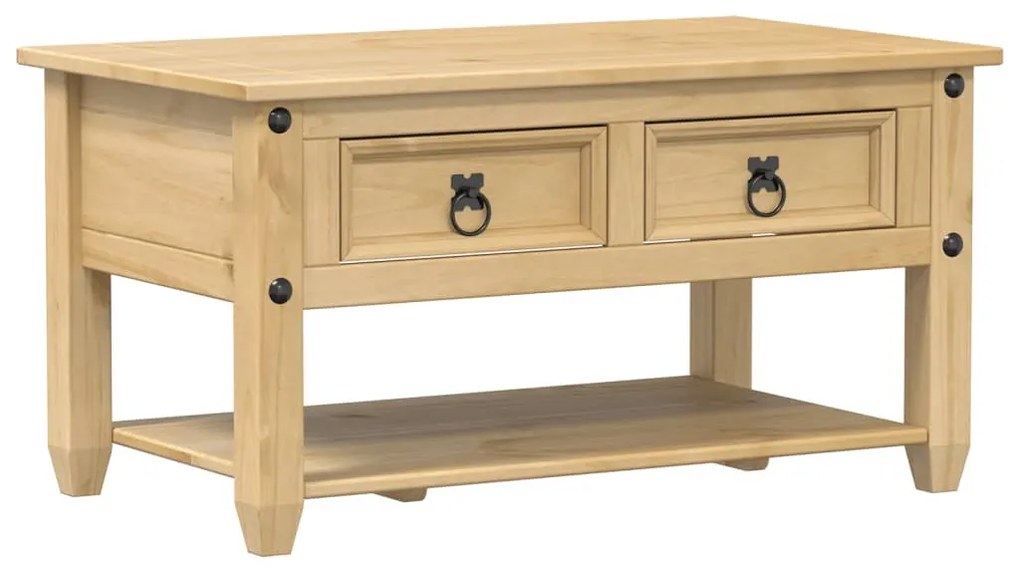 Corona tömör fenyőfa dohányzóasztal fiókokkal 85 x 50 x 45 cm