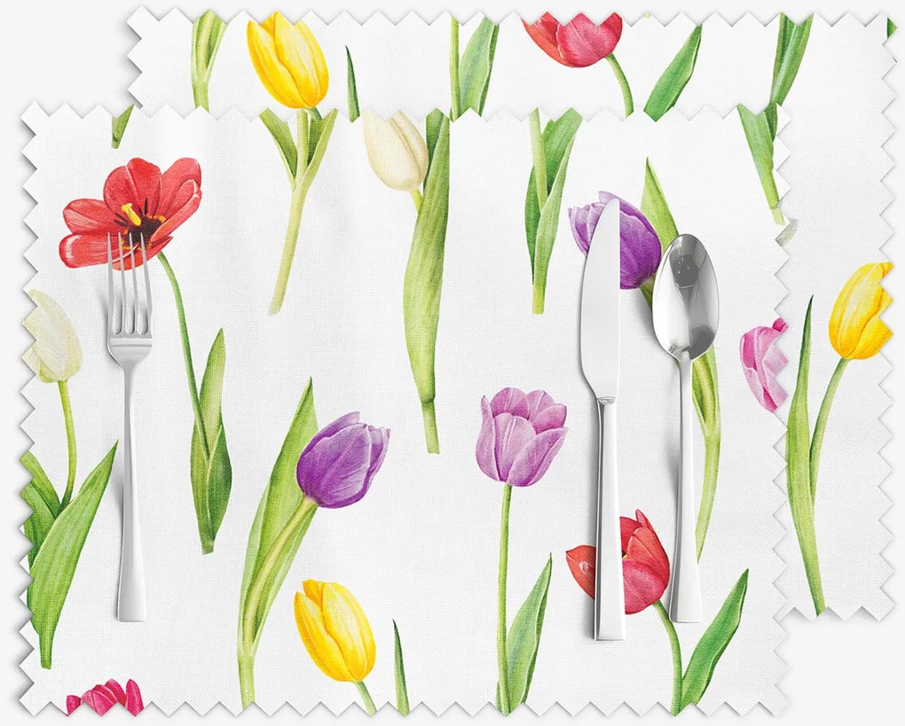 Goldea viaszosvászon reggeliző alátét - színes tulipánok - 2db 30 x 40 cm