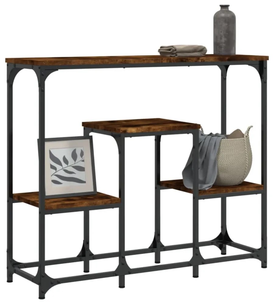 füstös tölgy színű szerelt fa tálalóasztal 89,5x28x76 cm