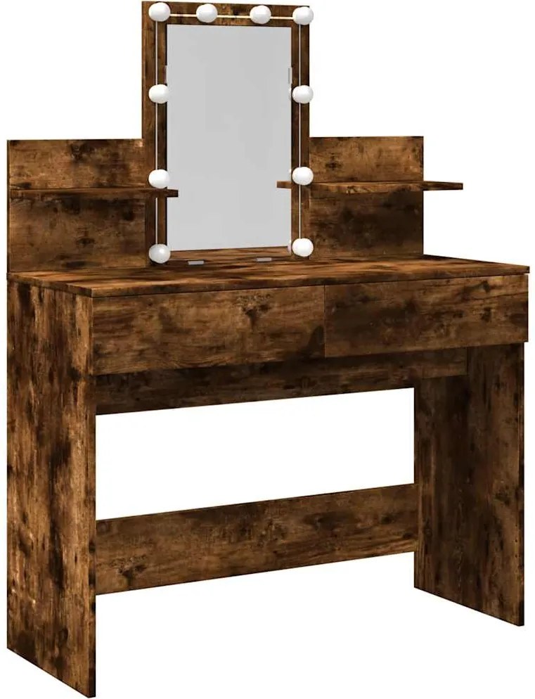 vidaXL füstös tölgy színű fésülködőasztal LED-del 100 x 40 x 130 cm