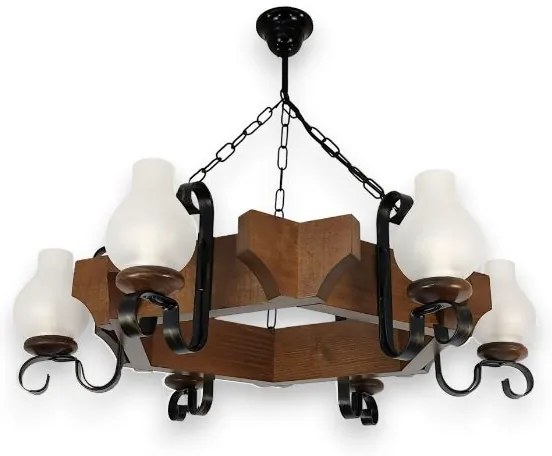 Brilagi - Csillár láncon QUEEN 6xE14/40W/230V bükkfa/dió