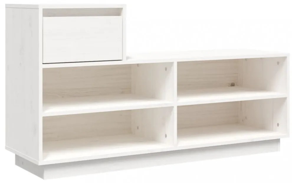 fehér tömör fenyőfa cipőszekrény 110 x 34 x 61 cm