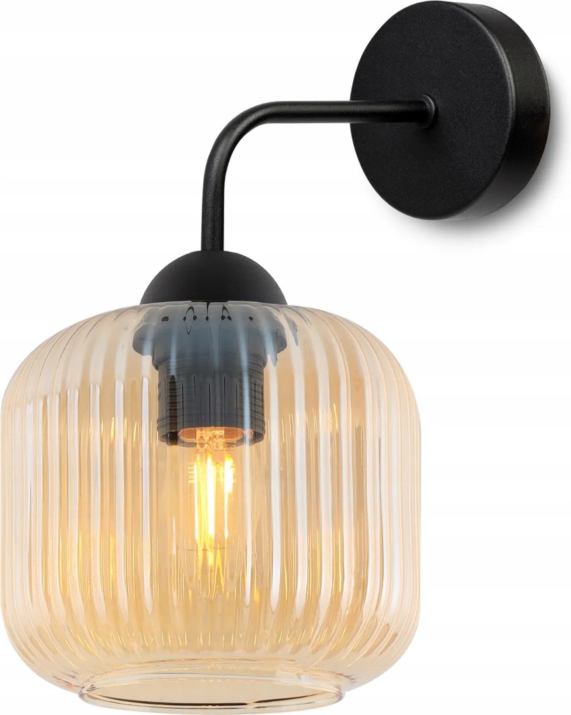 Fali Lámpa Mézszínű Üveg Henger Nappali Étkező 15CM