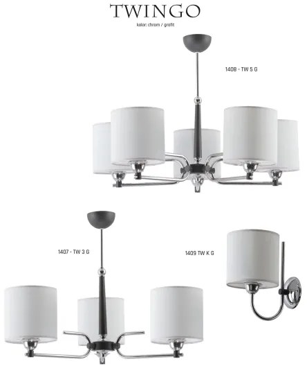 Jupiter 1408 - TW 5 G - Csillár rúdon TWINGO 5xE27/60W/230V