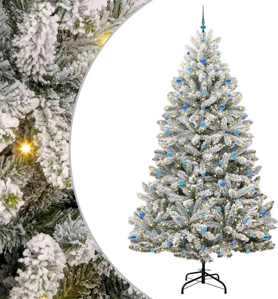 vidaXL Mű karácsonyfa 300 LED-del Zöld és Fehér 270 cm PVC és fém