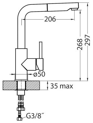ALVEUS 1129045- Mosogatócsap kihúzható permetezővel SIROS 29,7 cm gránit/bézs
