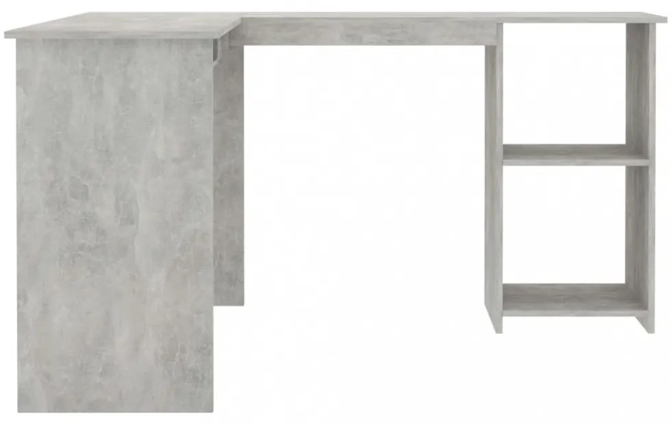 betonszürke szerelt fa L-alakú sarok-íróasztal 120x140x75 cm