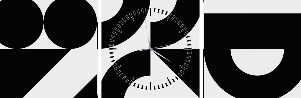 Kép - Geometriai absztrakció N⁰2 (órával) (90x30 cm)