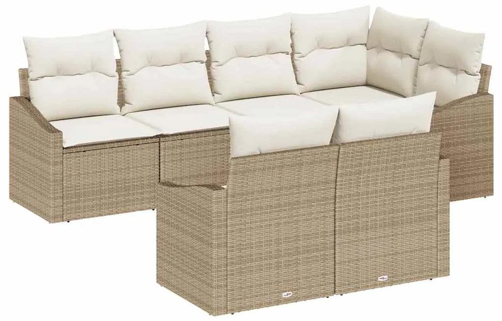 vidaXL Kanapé Szett párnával 7 pcs Bézs polirattan