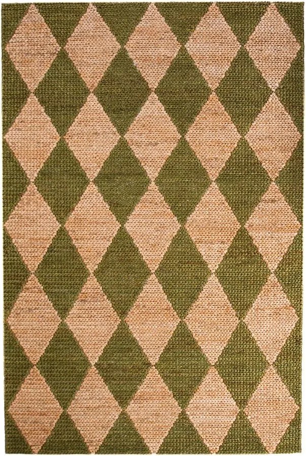 Zöld-natúr színű kézi szövésű jutakeverék szőnyeg 120x170 cm Effie Diamond – Flair Rugs