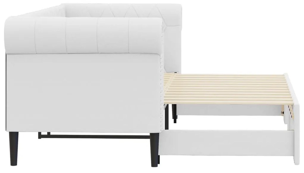 fehér kihúzható műbőr heverő 90 x 200 cm