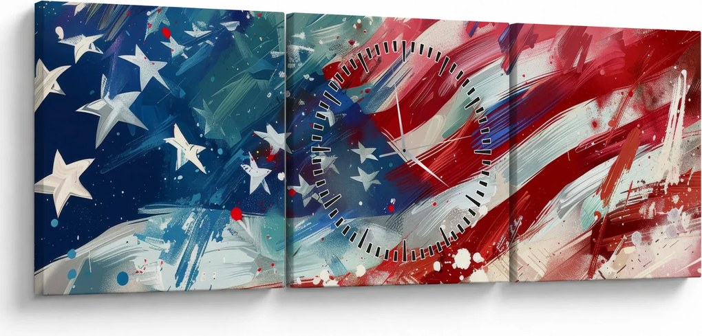 Kép - Az USA zászlaja (órával) (90x30 cm)
