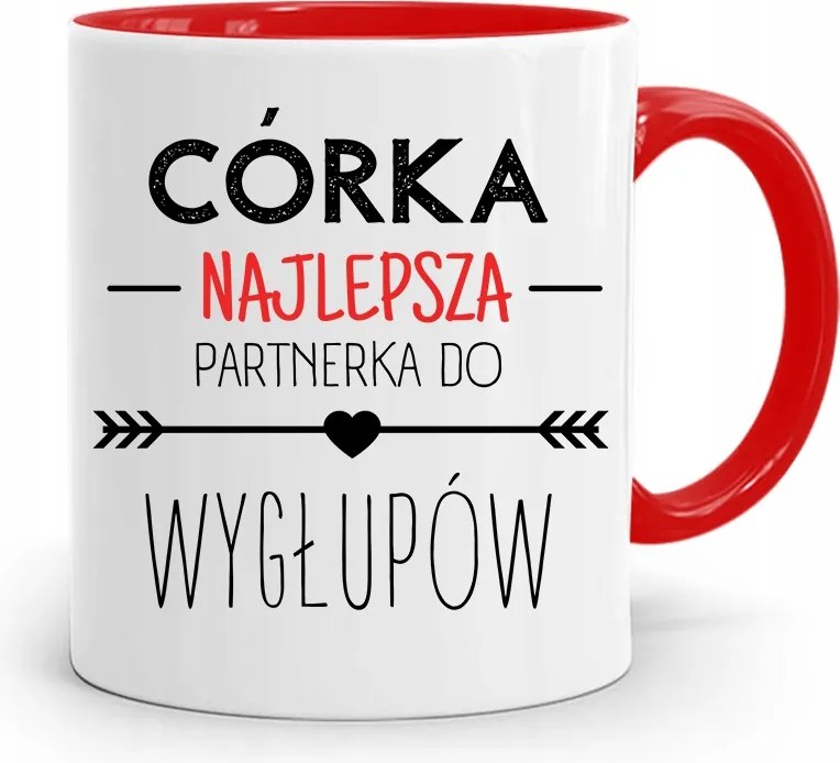 Piros Bögre Lányának Bolond Partner Nyomtatott Fényképpel