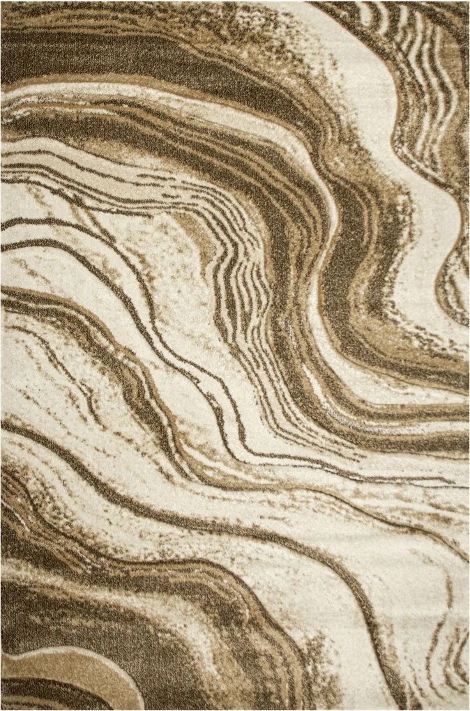 Szőnyeg Bézs Barna Krém Márvány Beton Vastag Frizura Gyapjú Amelia 200x290 cm