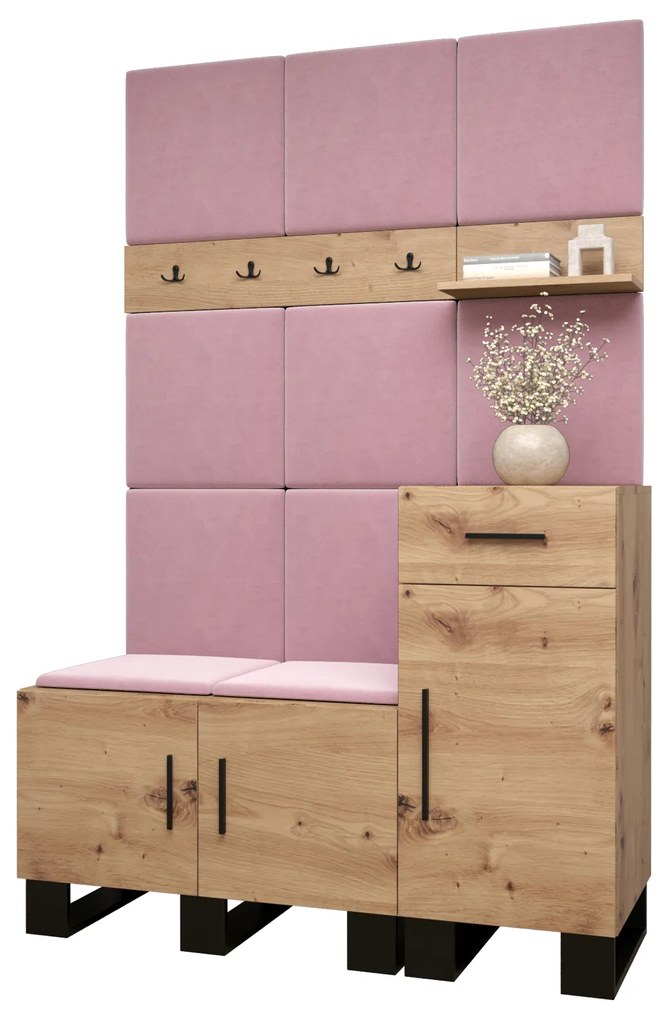 Előszobabútor Amanda 5 (artisan tölgy + rózsaszín). 1085894