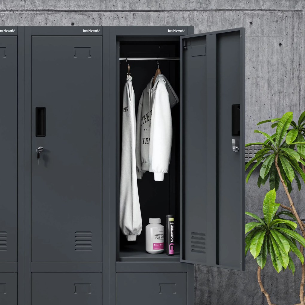 Szociális öltözőszekrény antracit IGOR 1 Plus 316,5 x 1850 x 450 mm