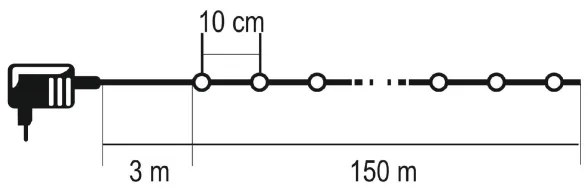 LED kültéri karácsonyi fényfüzér 1500xLED/230V, 8 üzemmód, 153 m, IP44, meleg fehér + távirányító