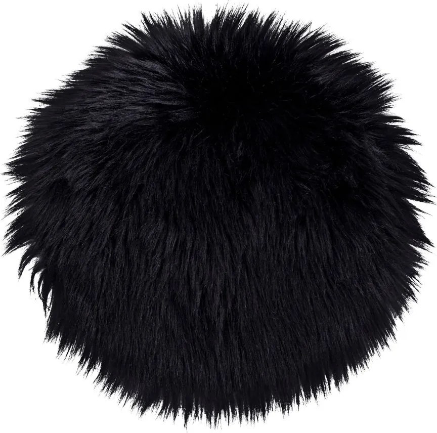 Báránybőr, műbőr, ülőpárna Ø35 cm, Fekete Színű