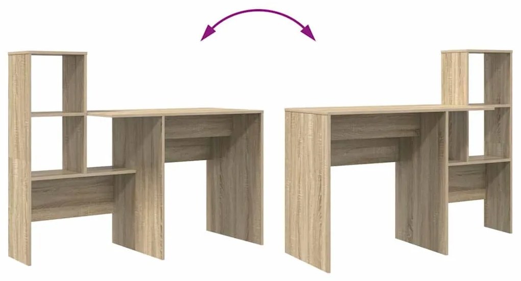 Asztal polcokkal sonoma tölgy 131.5 x 50 x 106.5 cm Faanyag