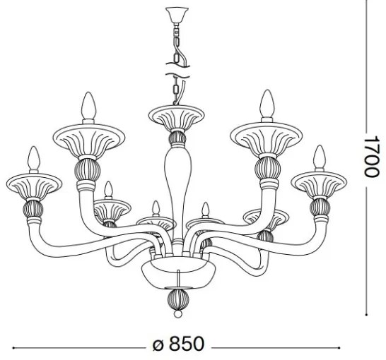 Ideal Lux - Csillár láncon DANIELI 8xE14/40W/230V átm. 85 cm réz