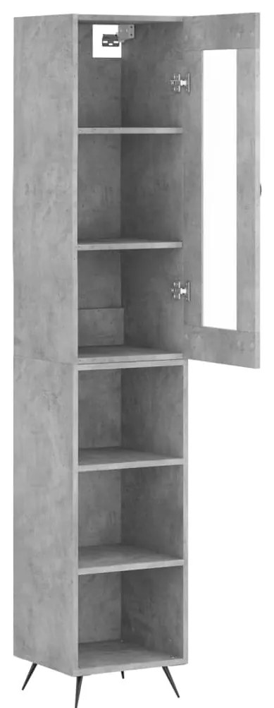 Betonszürke szerelt fa magasszekrény 34,5x34x180 cm
