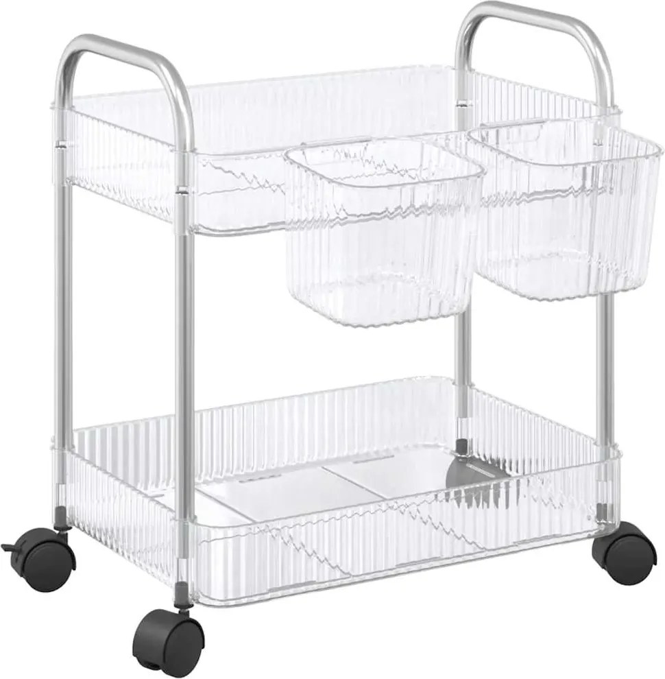 vidaXL tárolókocsi 2 szintes átlátszó 37x28x43,5 cm akril