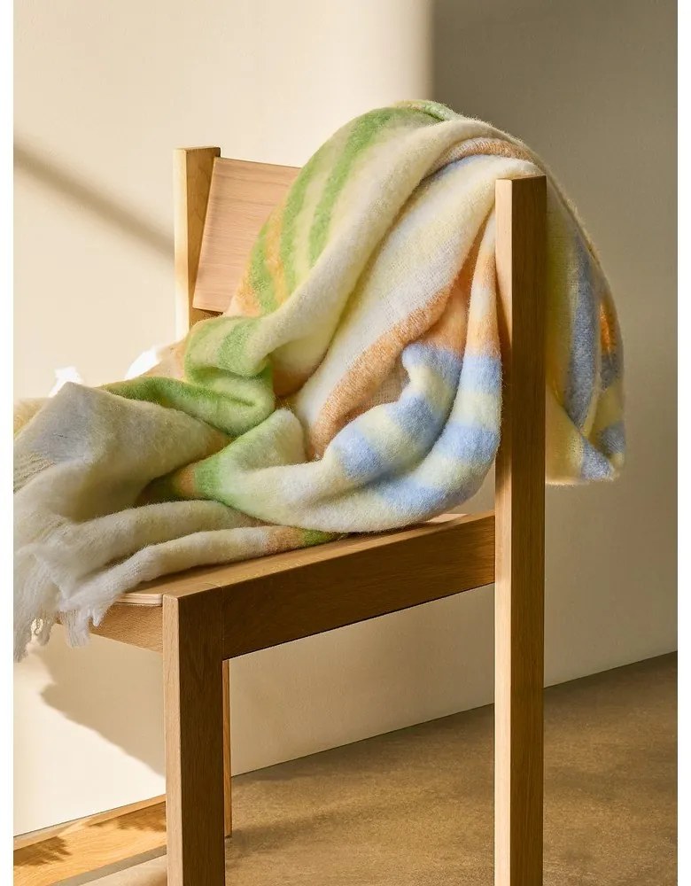 Sárga-zöld gyapjúkeverék takaró 140x200 cm Loom – Hübsch