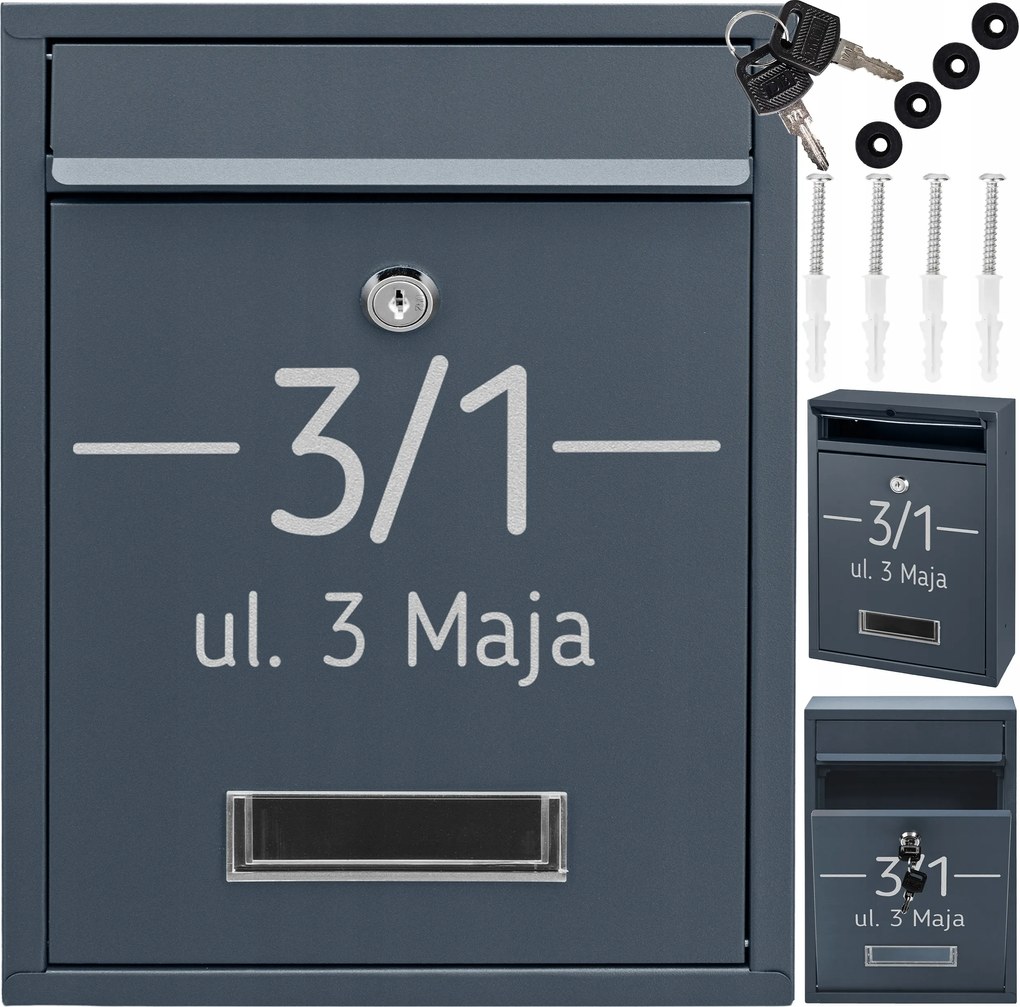 Postaláda Levél Rib Antracit Minta Felirat