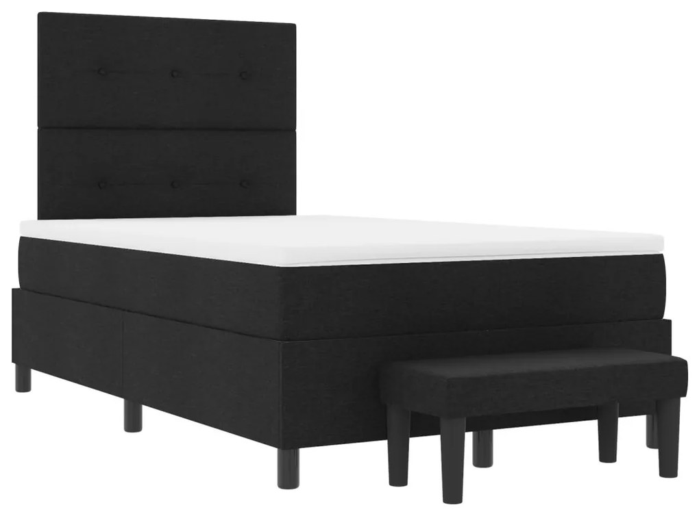 vidaXL Boxrugós ágy matracmal Fekete 120 x 190 cm szövet &amp; Faanyag