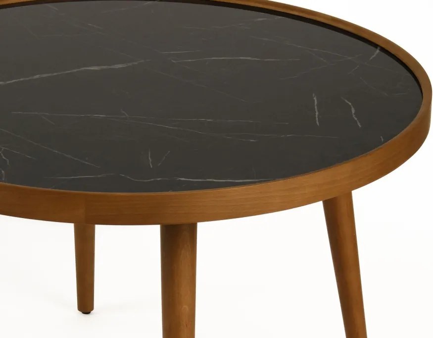 Polen 80 - Walnut, Black Marble