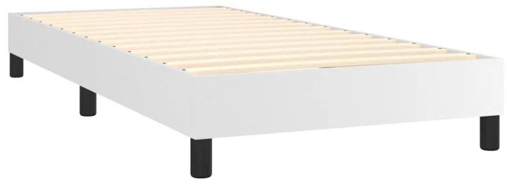 fehér műbőr rugós ágy matraccal és LED-del 100x200 cm