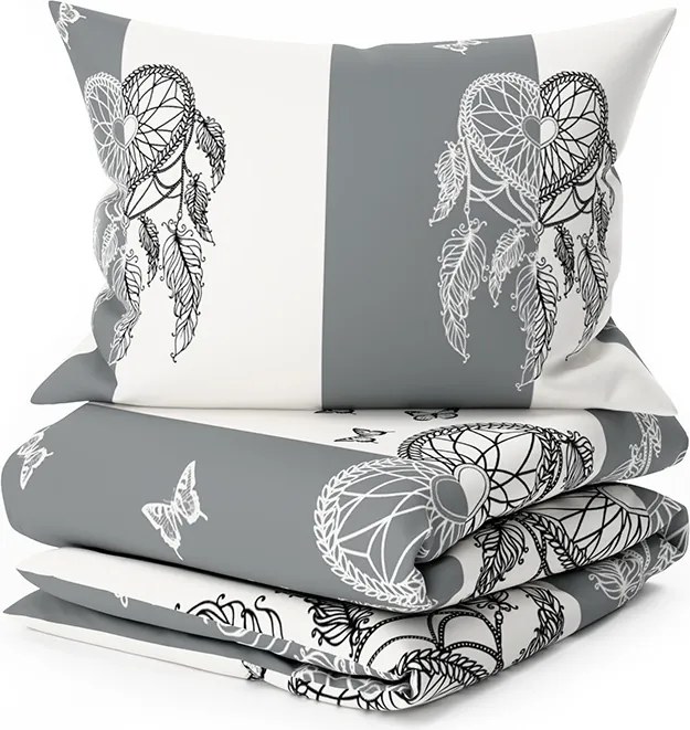 Pamut ágyneműhuzat TIRSO POLY szürke-fehér Ágyneműhuzat mérete: 70 x 90 cm | 140 x 200 cm