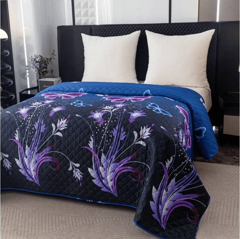 Ágytakaró VIOLET BUTTERFLY, sötétkék Méret: 220 x 240 cm