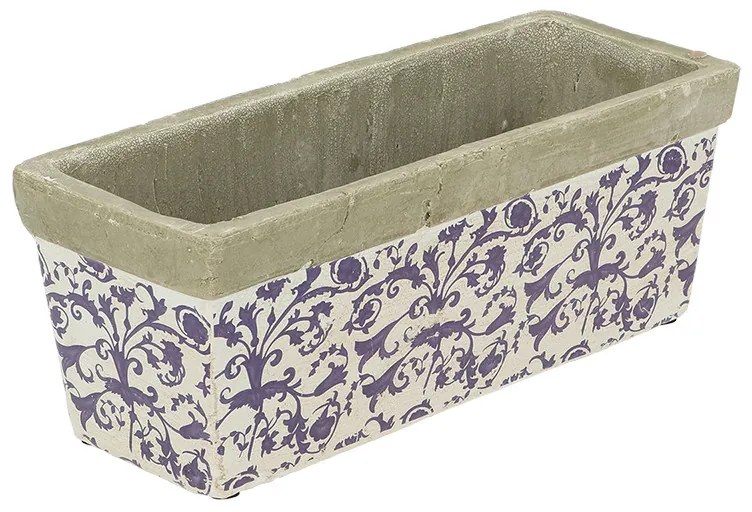 Mediterrán stílusú kerámia virágláda, 39 x 15 cm, kültéri és beltéri dekorációs kiegészítő
