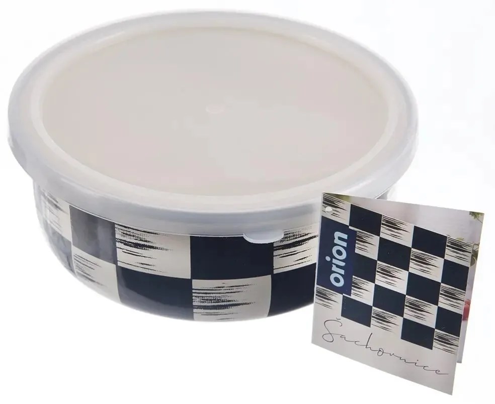 Orion Smaltovaná miska s UH víčkem Šachovnice Lem, pr. 17 cm, M