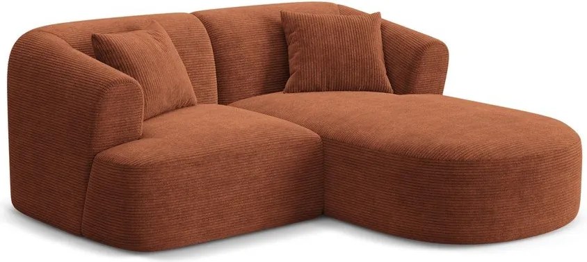 Terrakotta színű kordbársony sarokkanapé (jobb oldali-heverő résszel) Campi – Cosmopolitan Design