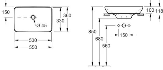 Villeroy & Boch 411355R1 - Ráépíthető mosdó VENTICELLO 55,5x36 cm kerámia/fehér