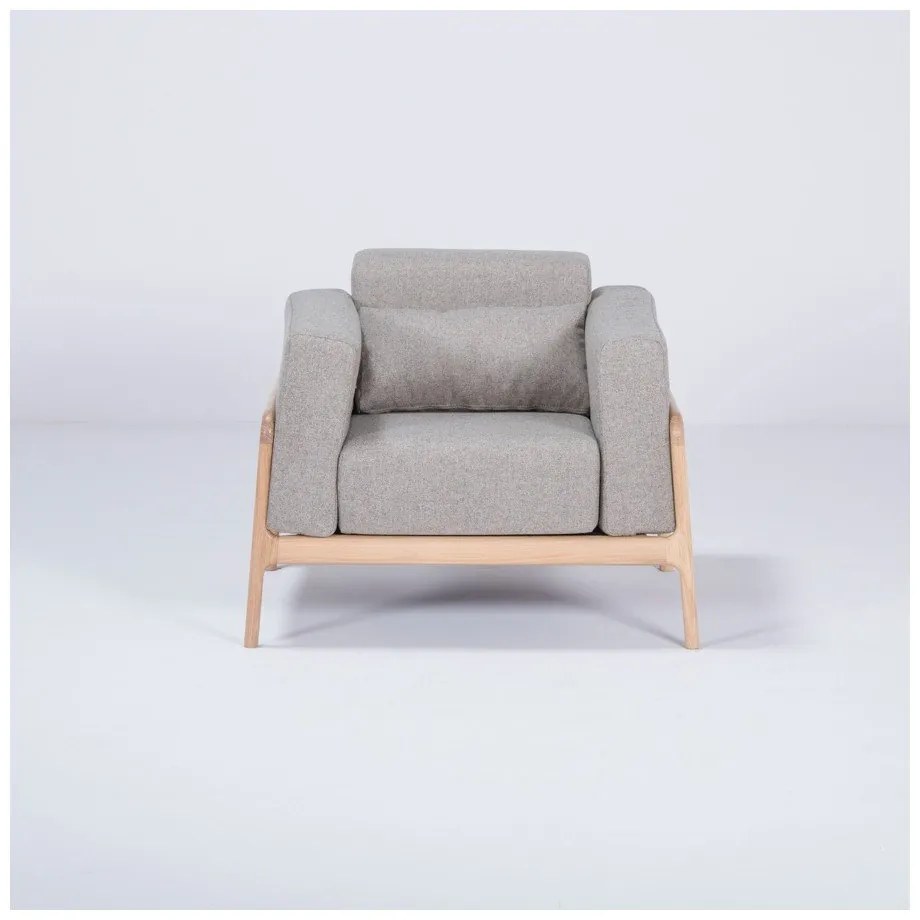 Fawn tölgyfa fotel szürke szövet ülőrésszel - Gazzda