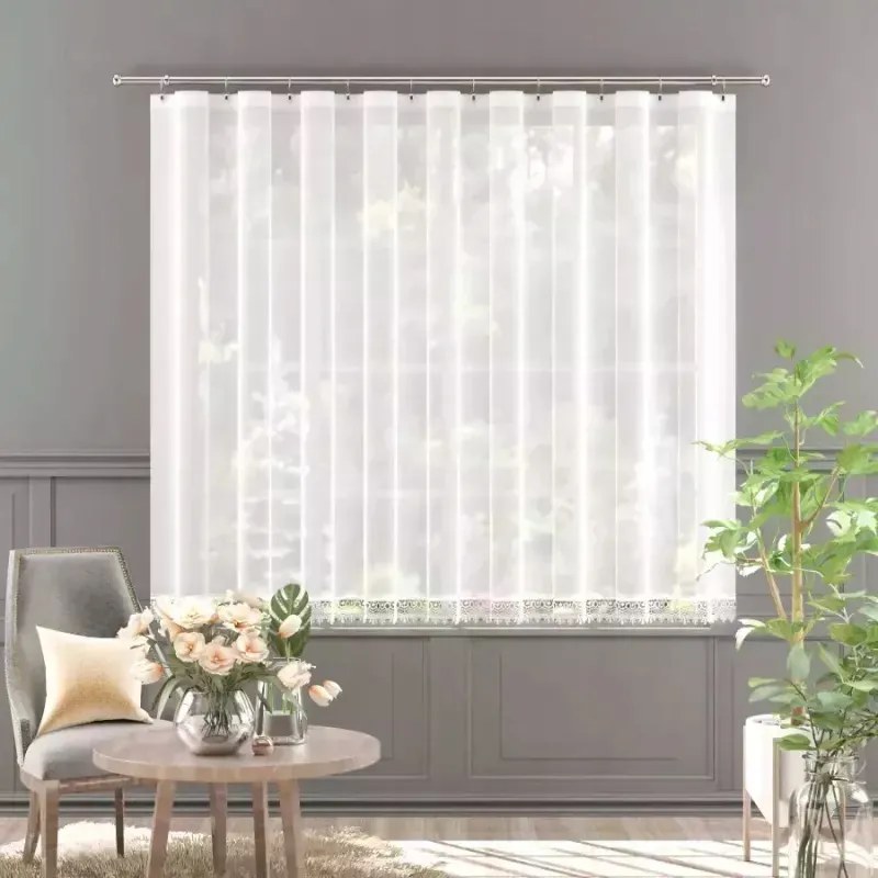 Modern fehér díszes függöny hálóval Noah 300x110cm